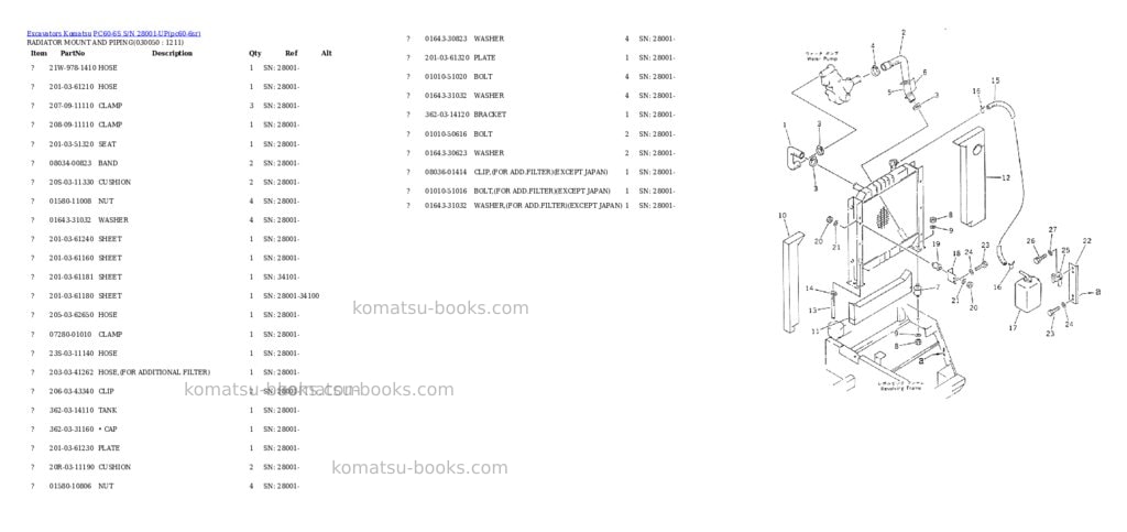 Komatsu pc60-6s s/n 28001-up Parts catalog cover Page 4