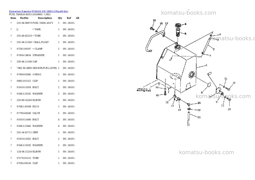 Komatsu pc60-6s s/n 28001-up Parts catalog cover Page 5