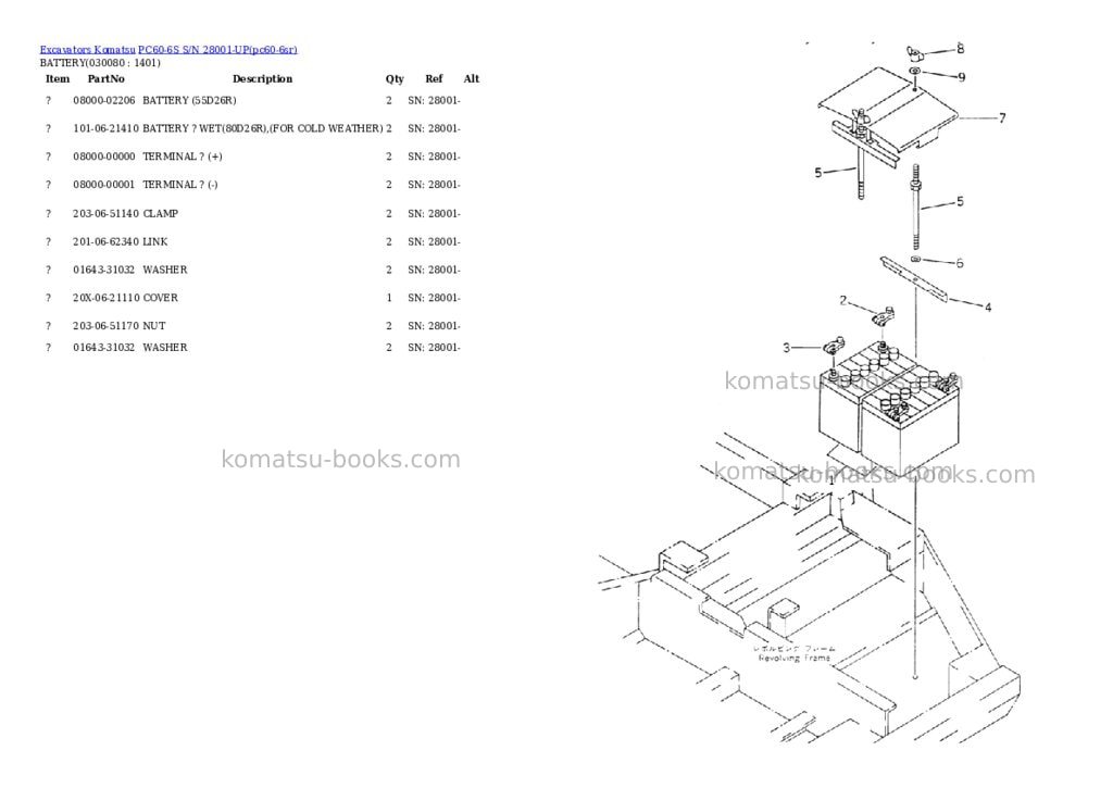 Komatsu pc60-6s s/n 28001-up Parts catalog cover Page 7