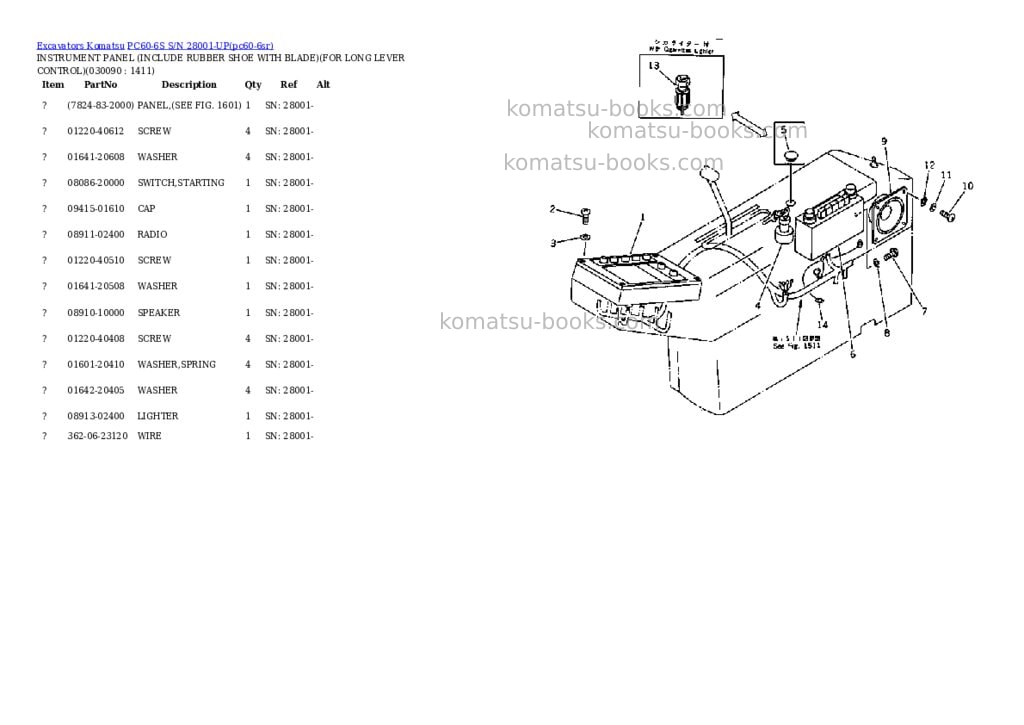 Komatsu pc60-6s s/n 28001-up Parts catalog cover Page 8