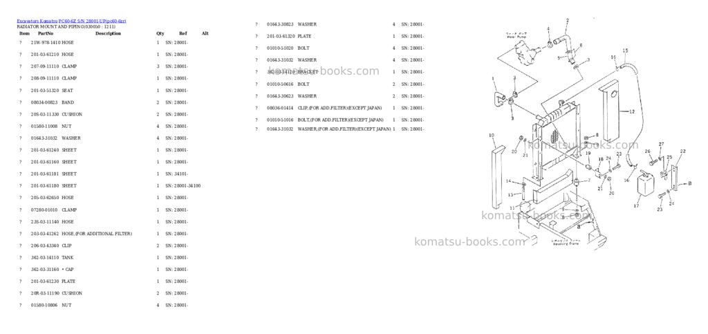 Komatsu pc60-6z s/n 28001-up Parts catalog cover Page 4