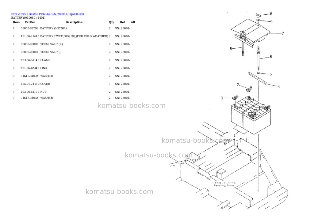 Komatsu pc60-6z s/n 28001-up Parts catalog cover Page 7
