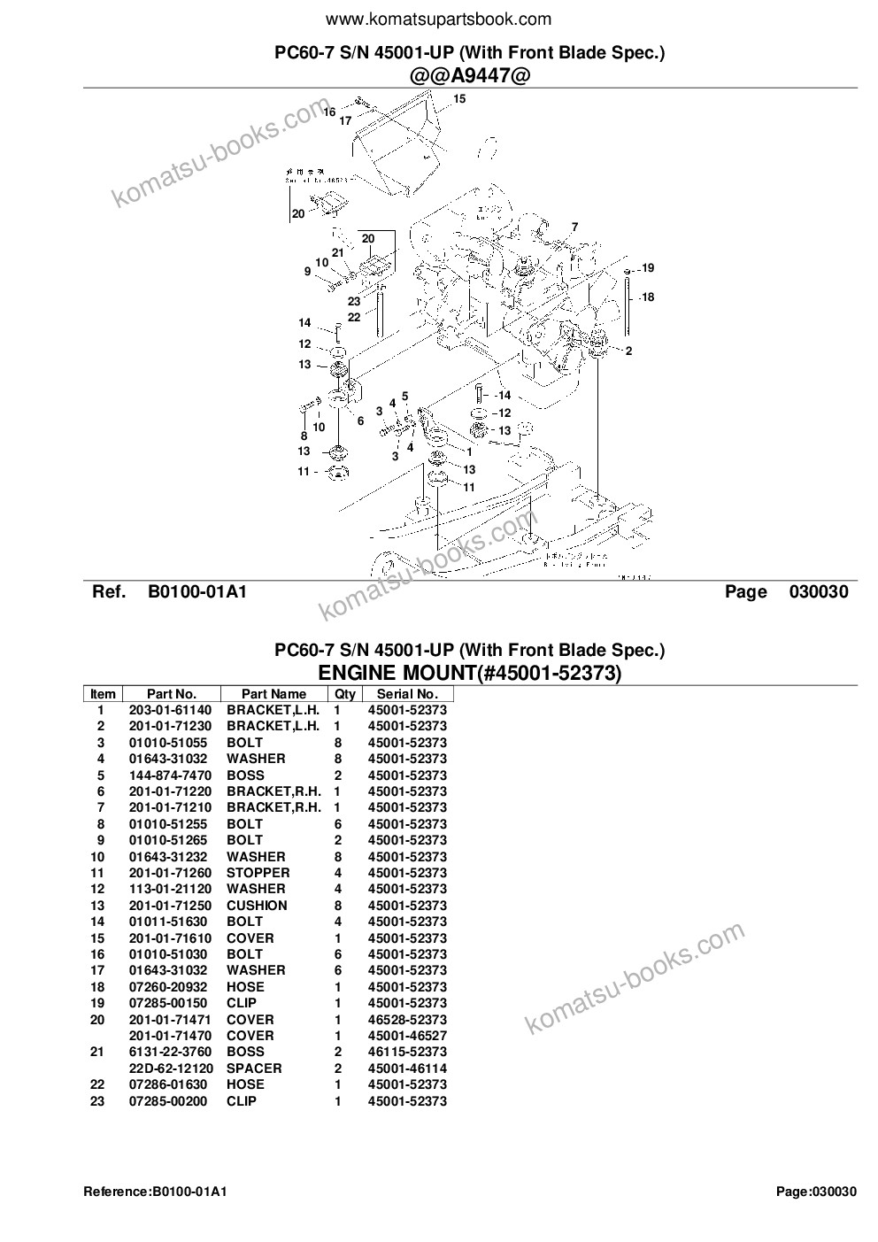 Komatsu PC60-7 S/N 45001-UP (With Front Blade Spec.) Parts catalog cover Page 5