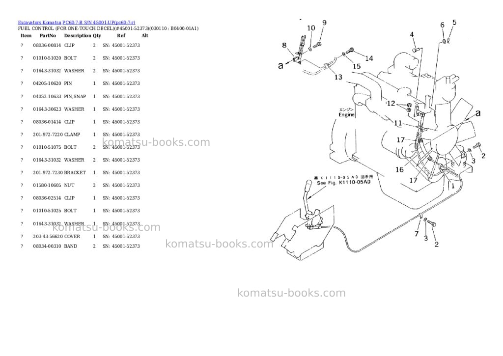 Komatsu pc60-7-b s/n 45001-up Parts catalog cover Page 10