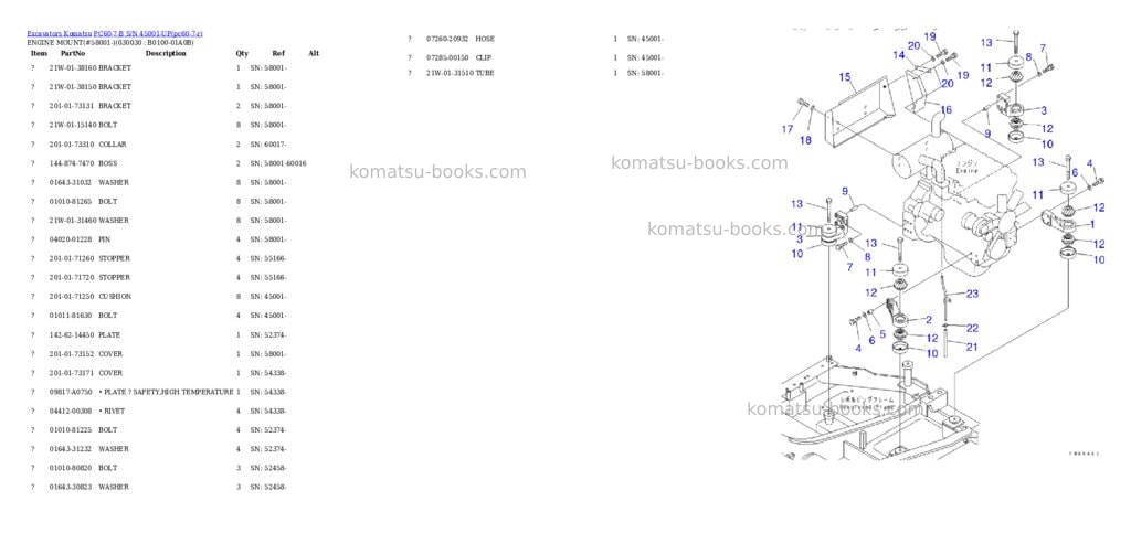 Komatsu pc60-7-b s/n 45001-up Parts catalog cover Page 2