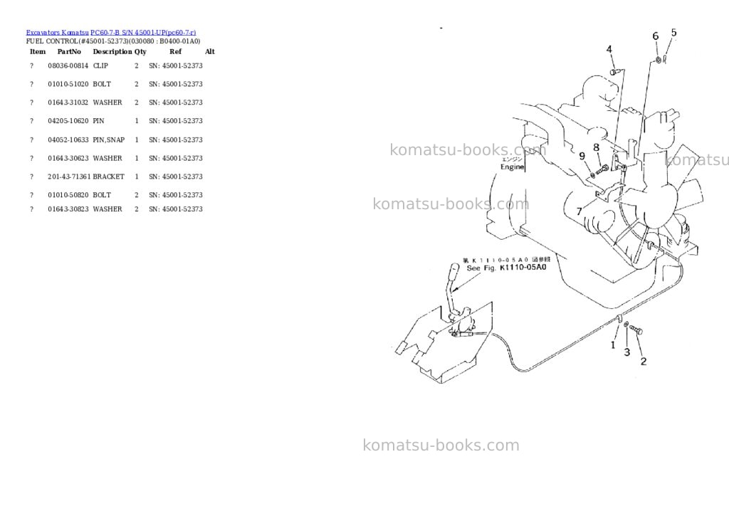 Komatsu pc60-7-b s/n 45001-up Parts catalog cover Page 7