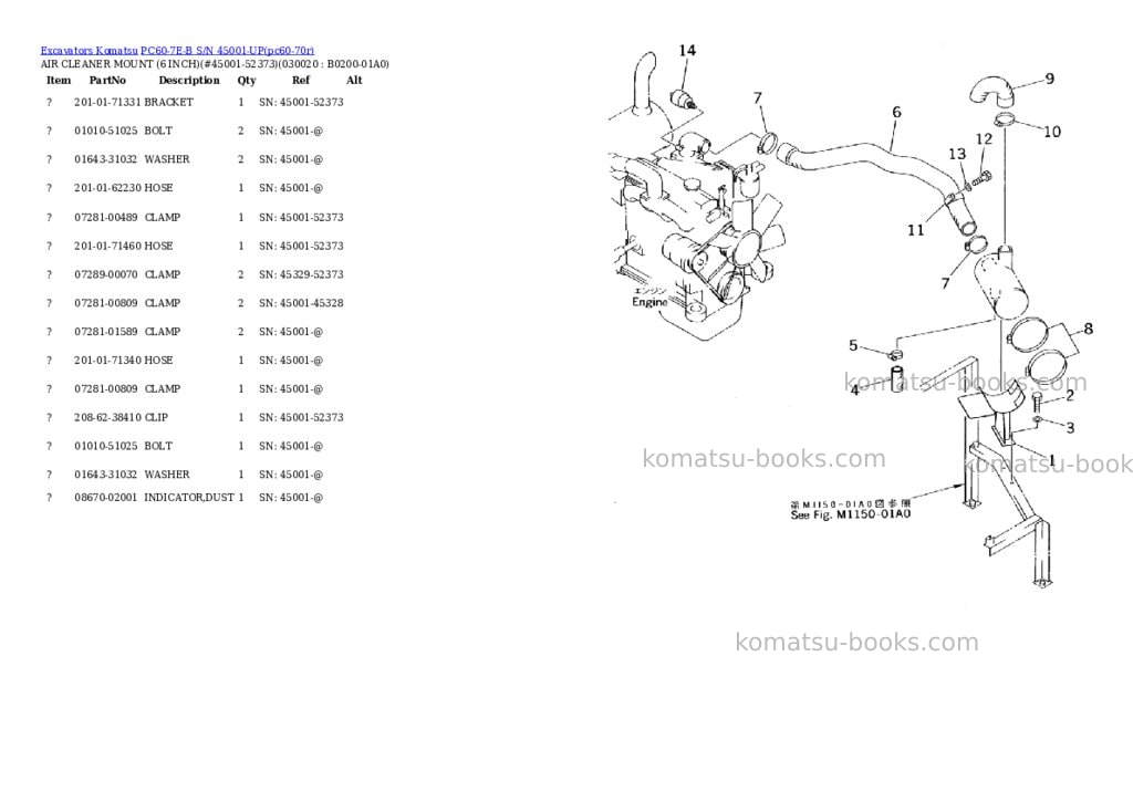 Komatsu pc60-7e-b s/n 45001-up Parts catalog cover