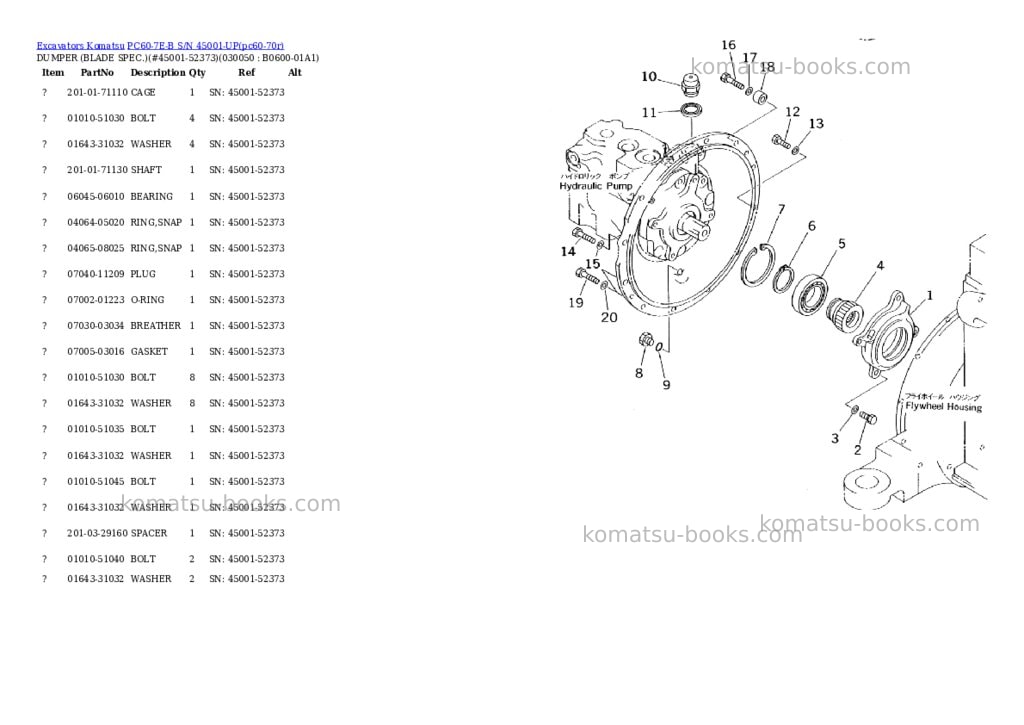 Komatsu pc60-7e-b s/n 45001-up Parts catalog cover Page 4