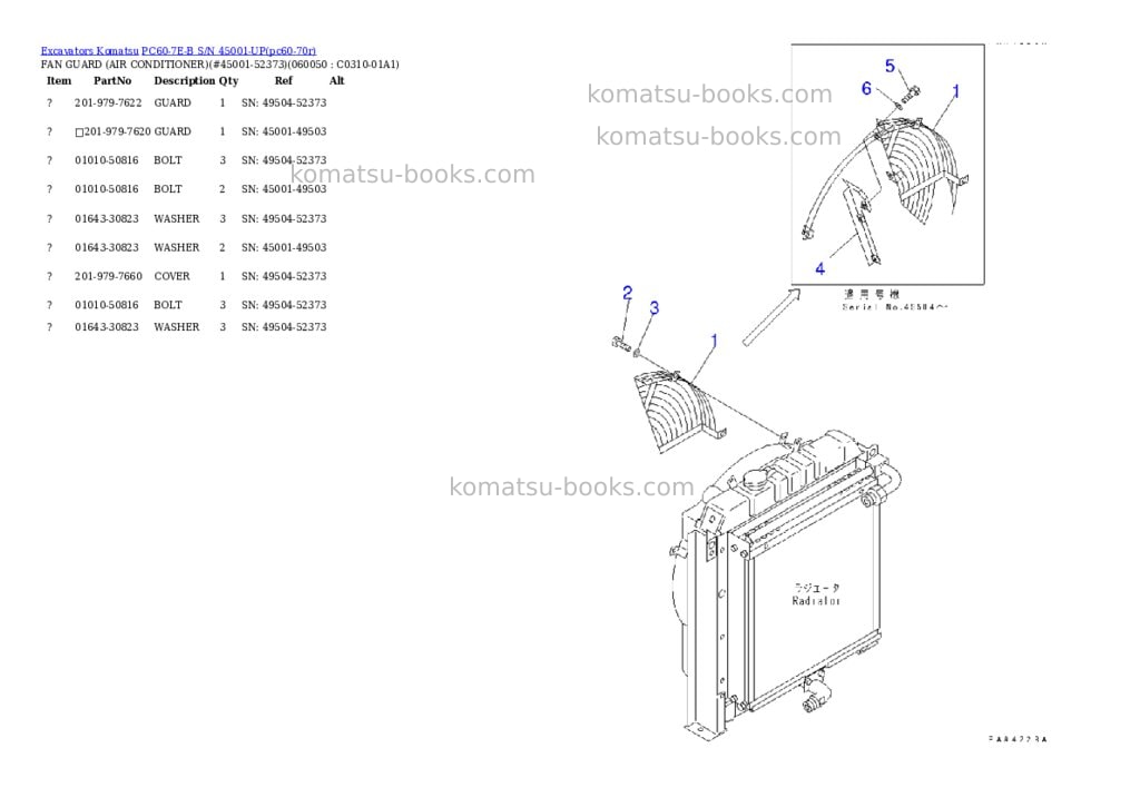 Komatsu pc60-7e-b s/n 45001-up Parts catalog cover Page 9