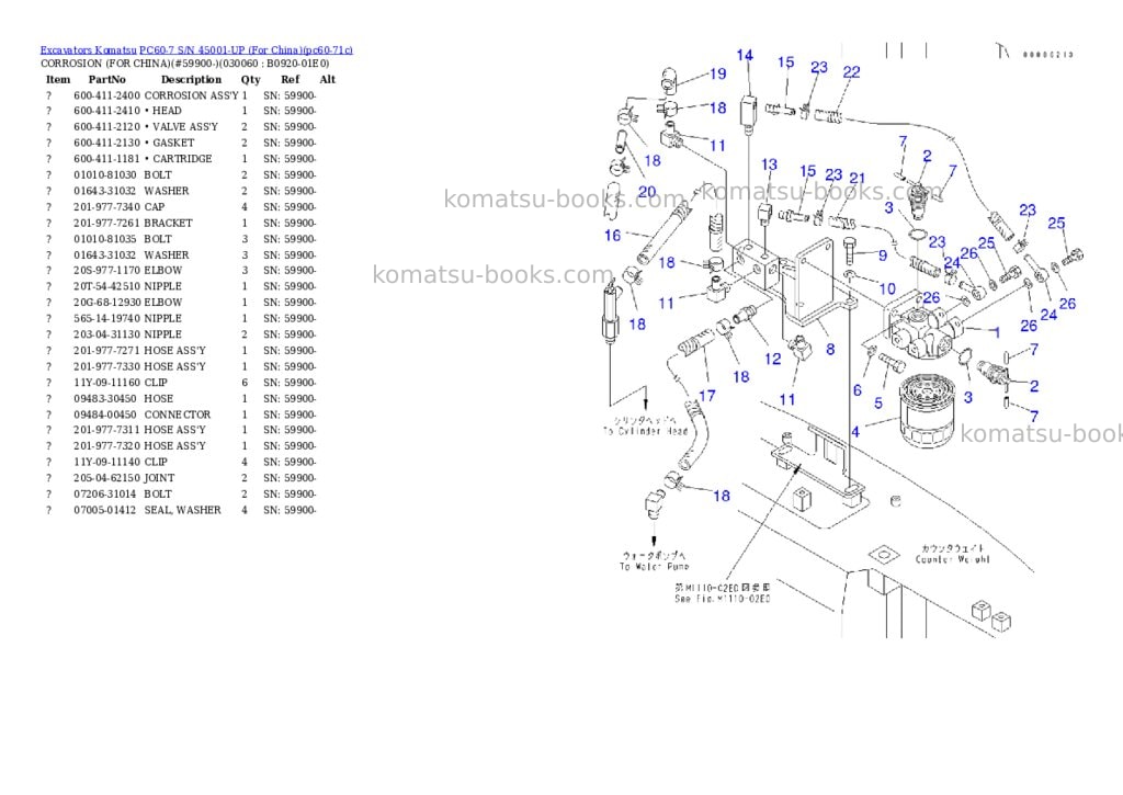 Komatsu PC60-7 S/N 45001-UP (For China) Parts catalog cover Page 5 Komatsu PC60-7 S/N 45001-UP (For China) Parts catalog cover Page 5