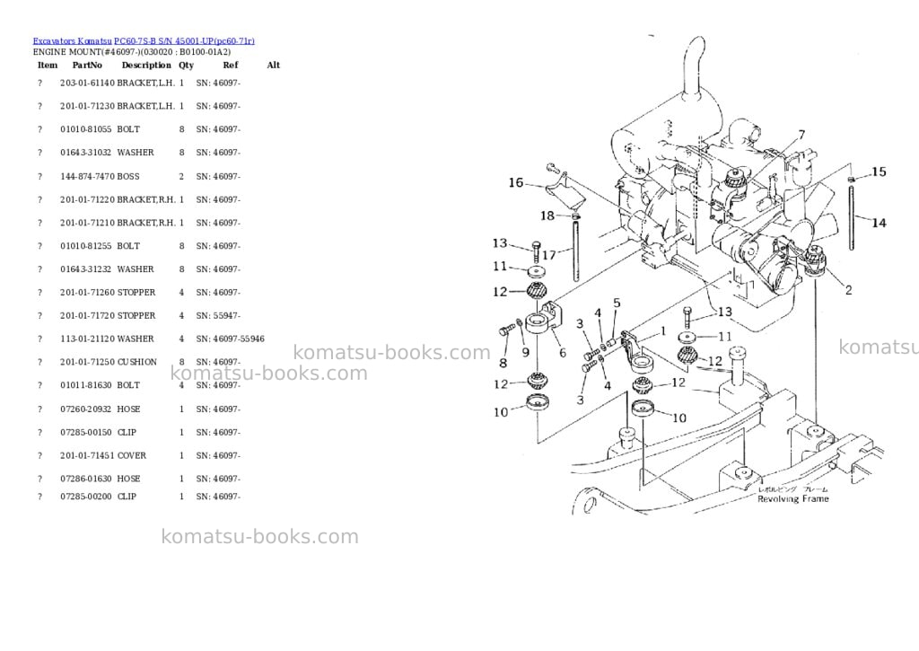 Komatsu pc60-7s-b s/n 45001-up Parts catalog cover
