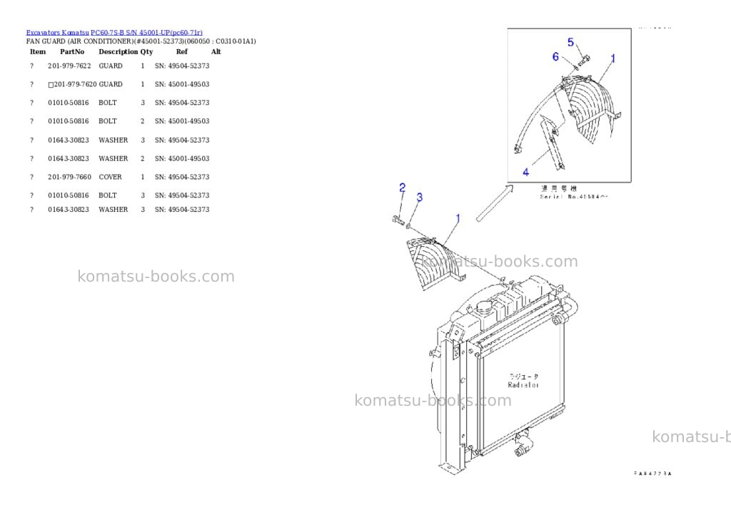 Komatsu pc60-7s-b s/n 45001-up Parts catalog cover Page 10