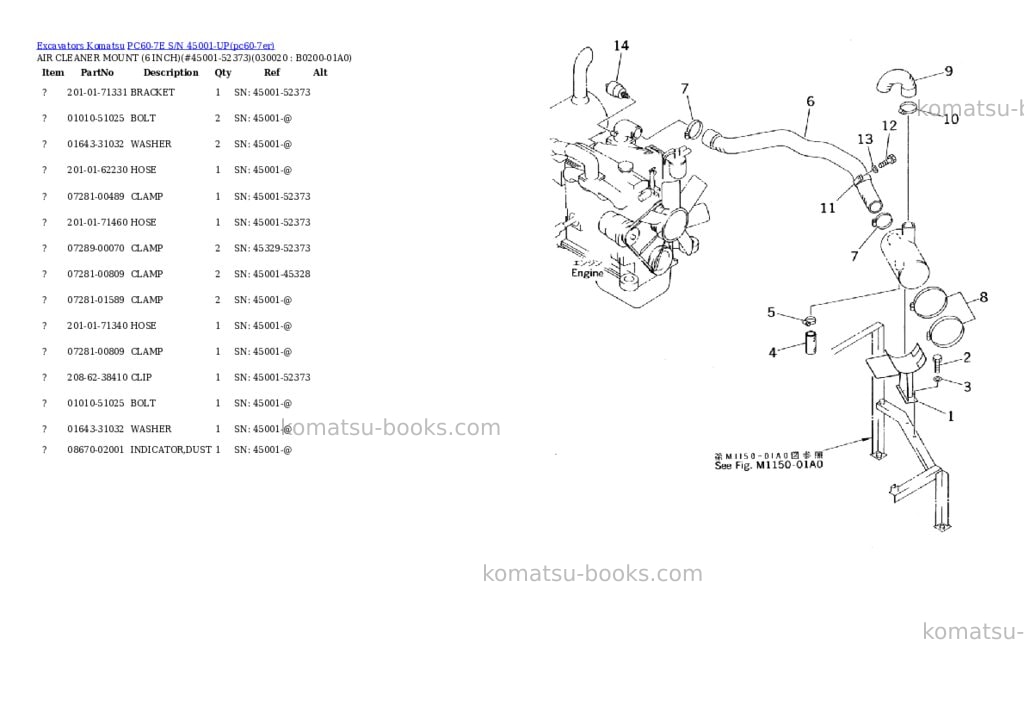 Komatsu pc60-7e s/n 45001-up Parts catalog cover