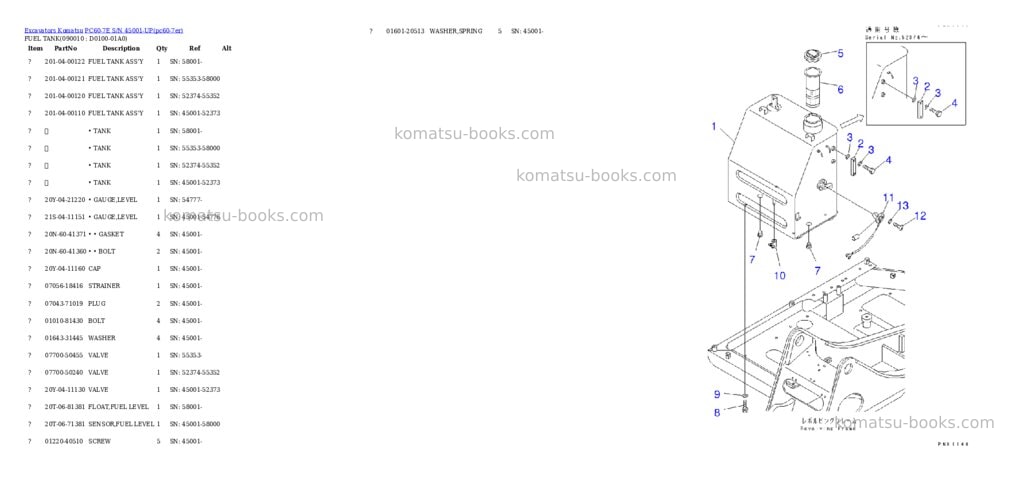 Komatsu pc60-7e s/n 45001-up Parts catalog cover Page 10