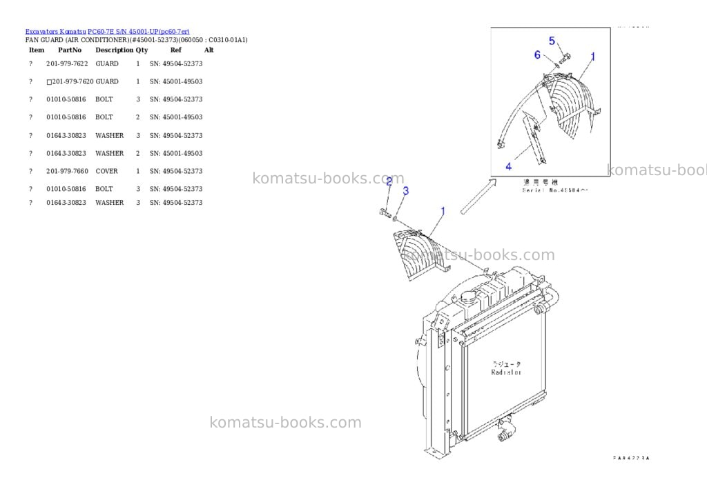 Komatsu pc60-7e s/n 45001-up Parts catalog cover Page 9