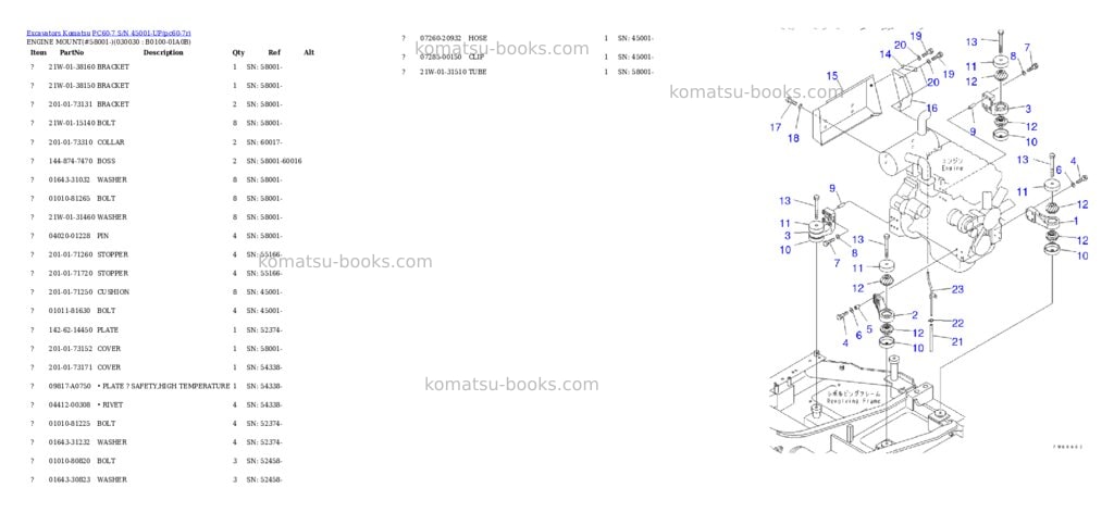 Komatsu PC60-7 S/N 45001-UP Parts catalog cover Page 2