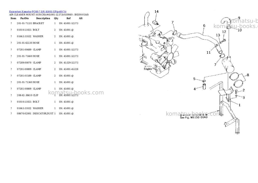 Komatsu PC60-7 S/N 45001-UP Parts catalog cover Page 3