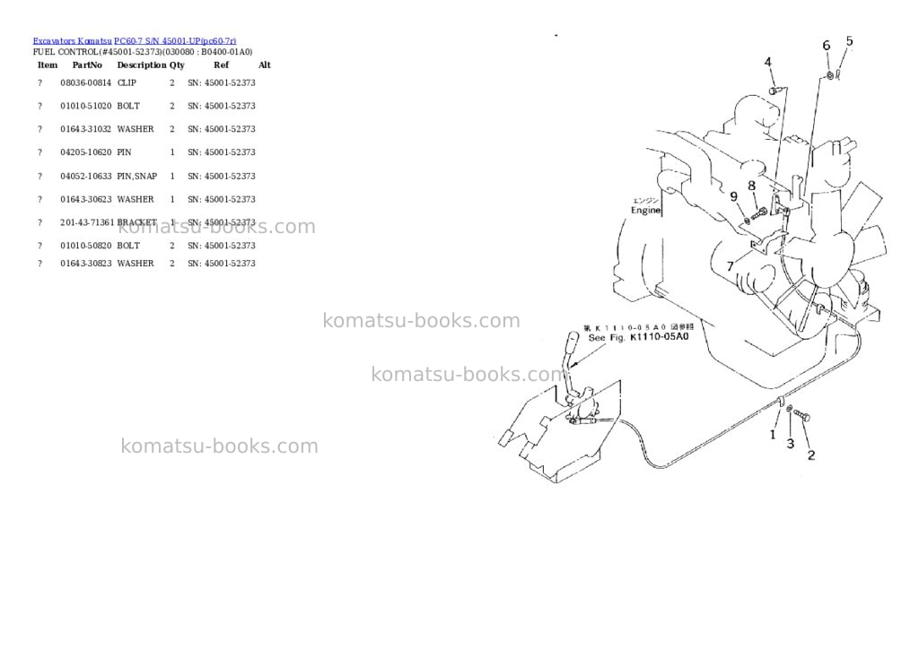 Komatsu PC60-7 S/N 45001-UP Parts catalog cover Page 7