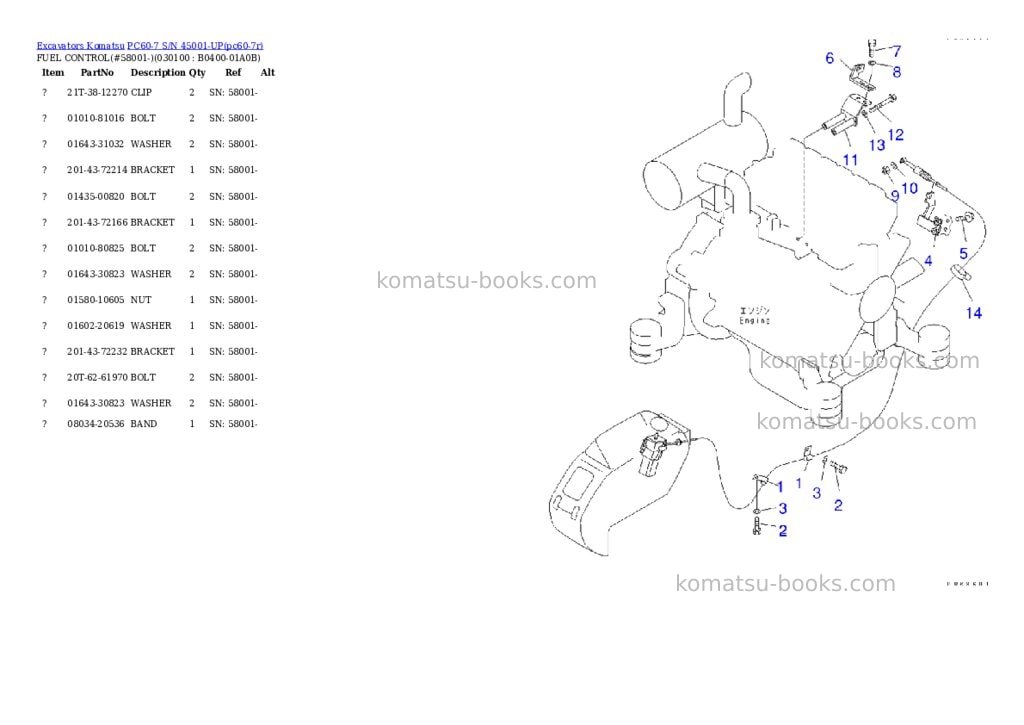 Komatsu PC60-7 S/N 45001-UP Parts catalog cover Page 9