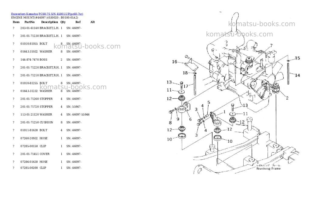 Komatsu pc60-7s s/n 45001-up Parts catalog cover