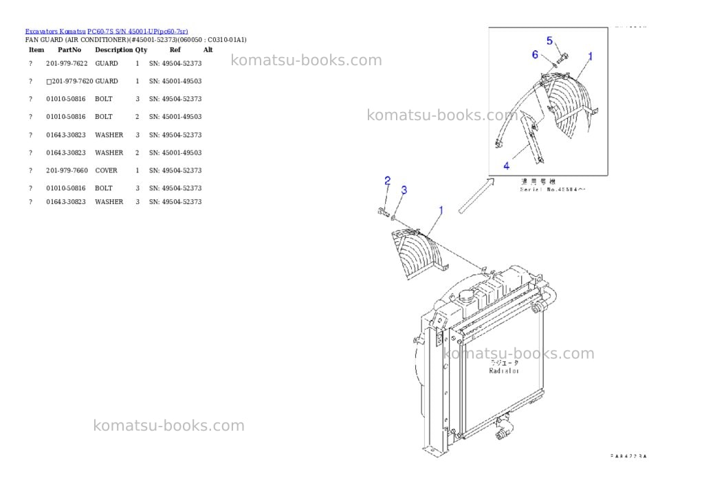 Komatsu pc60-7s s/n 45001-up Parts catalog cover Page 10