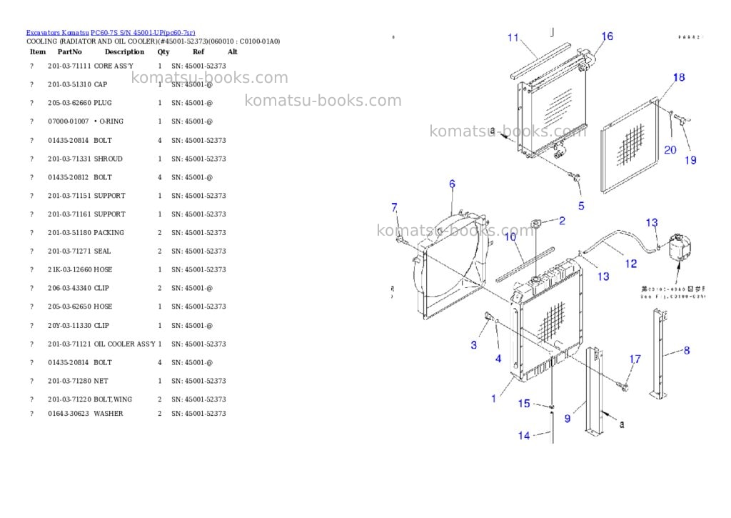 Komatsu pc60-7s s/n 45001-up Parts catalog cover Page 6