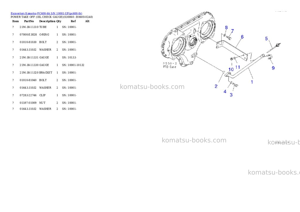 Komatsu pc600-6a s/n 10001-up Parts catalog cover Page 5 Komatsu pc600-6a s/n 10001-up Parts catalog cover Page 5