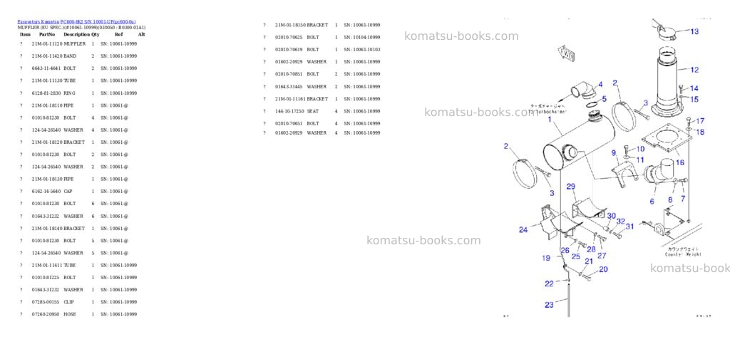 Komatsu pc600-6kj s/n 10001-up Parts catalog cover Page 4 Komatsu pc600-6kj s/n 10001-up Parts catalog cover Page 4