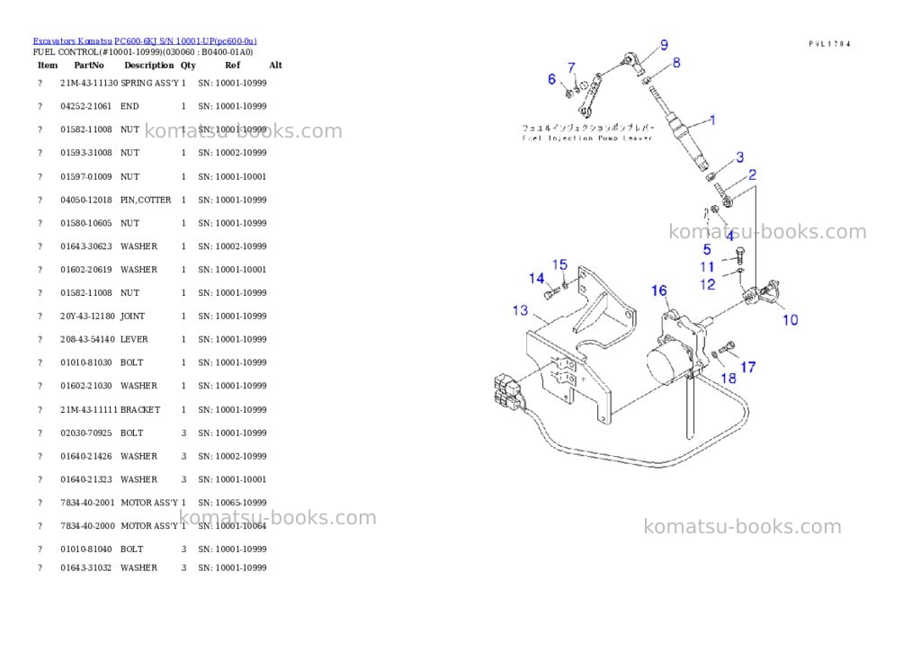 Komatsu pc600-6kj s/n 10001-up Parts catalog cover Page 5 Komatsu pc600-6kj s/n 10001-up Parts catalog cover Page 5