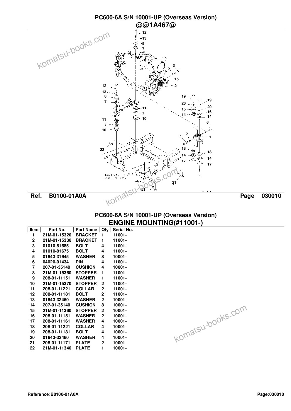 Komatsu PC600-6A S/N 10001-UP (Overseas Version) Parts catalog cover Page 3 Komatsu PC600-6A S/N 10001-UP (Overseas Version) Parts catalog cover Page 3