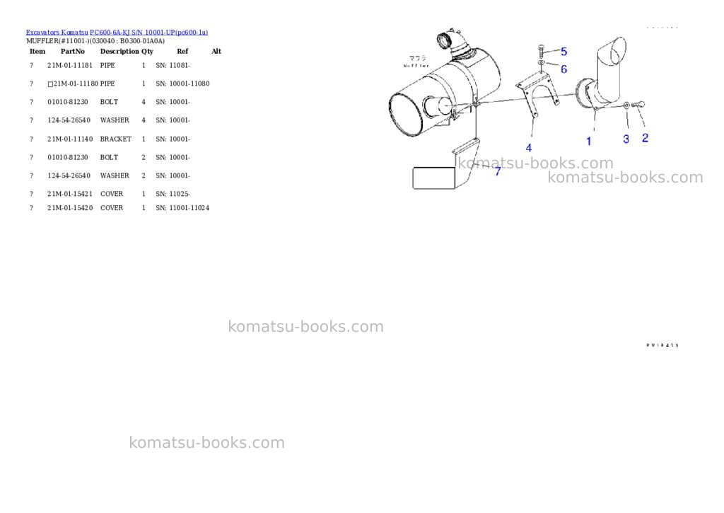 Komatsu pc600-6a-kj s/n 10001-up Parts catalog cover Page 3