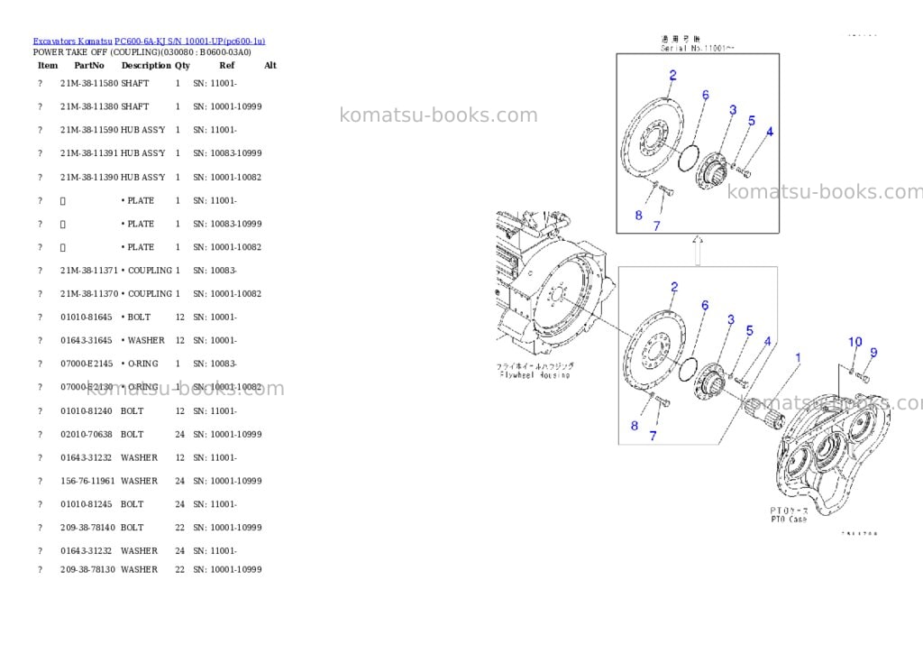 Komatsu pc600-6a-kj s/n 10001-up Parts catalog cover Page 7