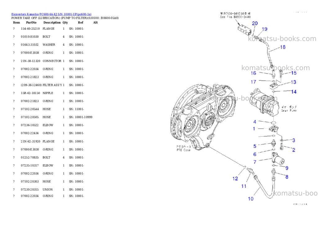 Komatsu pc600-6a-kj s/n 10001-up Parts catalog cover Page 9