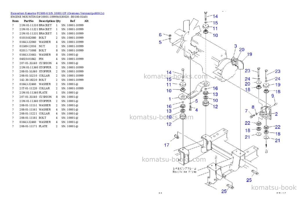 Komatsu PC600-6 S/N 10001-UP (Overseas Version) Parts catalog cover Komatsu PC600-6 S/N 10001-UP (Overseas Version) Parts catalog cover