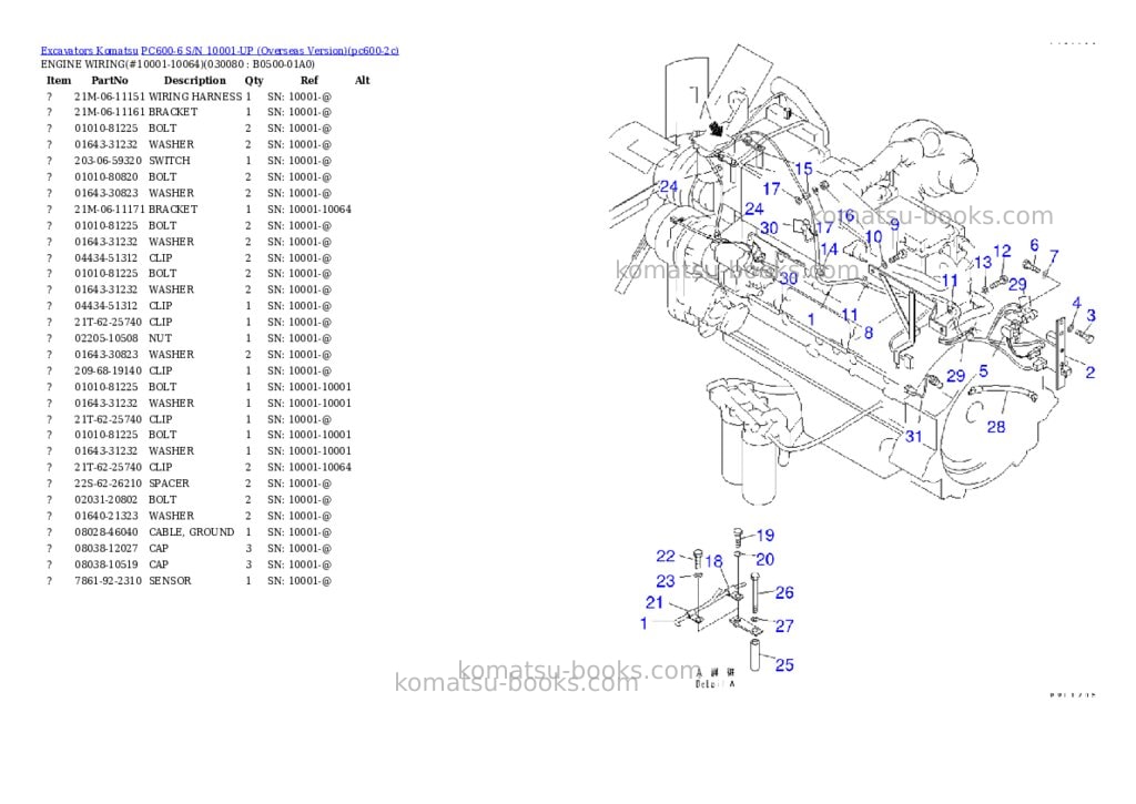 Komatsu PC600-6 S/N 10001-UP (Overseas Version) Parts catalog cover Page 7 Komatsu PC600-6 S/N 10001-UP (Overseas Version) Parts catalog cover Page 7