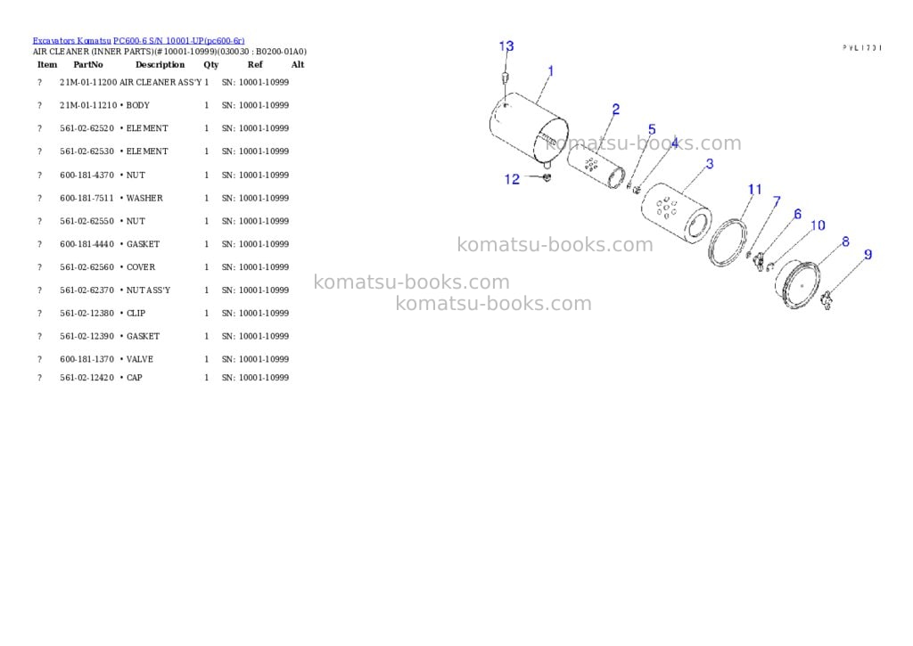 Komatsu pc600-6 s/n 10001-up Parts catalog cover Page 2