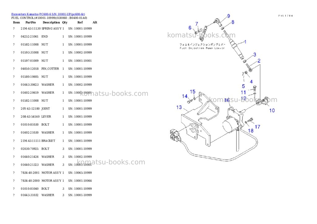 Komatsu pc600-6 s/n 10001-up Parts catalog cover Page 5