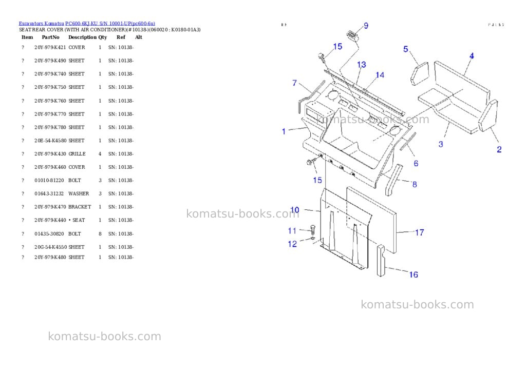 Komatsu pc600-6kj-ku s/n 10001-up Parts catalog cover Page 3 Komatsu pc600-6kj-ku s/n 10001-up Parts catalog cover Page 3