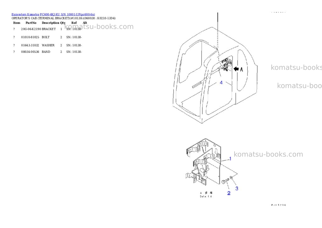 Komatsu pc600-6kj-ku s/n 10001-up Parts catalog cover Page 4 Komatsu pc600-6kj-ku s/n 10001-up Parts catalog cover Page 4