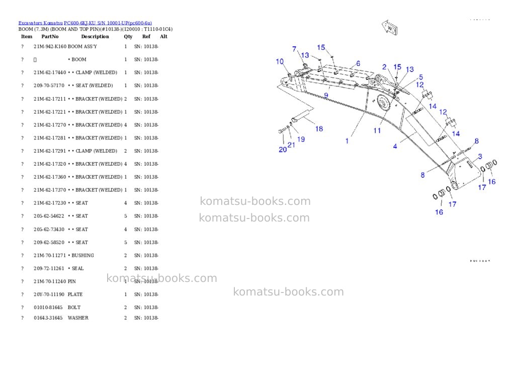 Komatsu pc600-6kj-ku s/n 10001-up Parts catalog cover Page 7 Komatsu pc600-6kj-ku s/n 10001-up Parts catalog cover Page 7