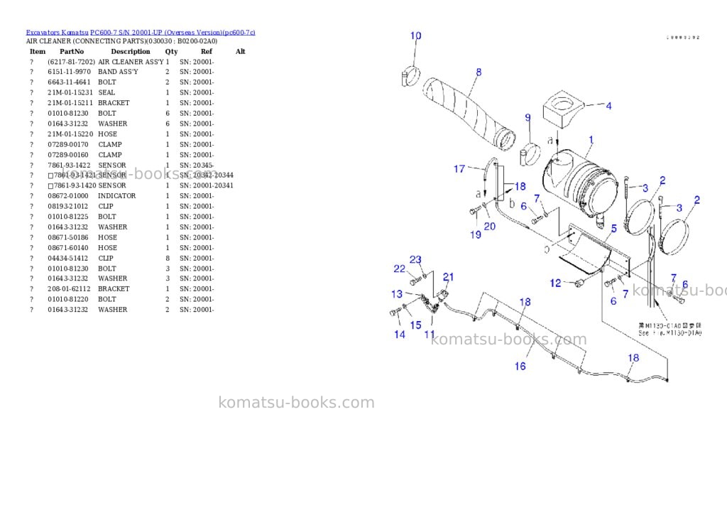 Komatsu pc600-7 s/n 20001-up overseas version Parts catalog cover Page 2