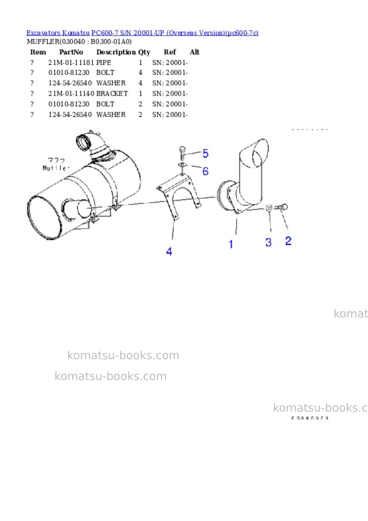 Komatsu pc600-7 s/n 20001-up overseas version Parts catalog cover Page 3