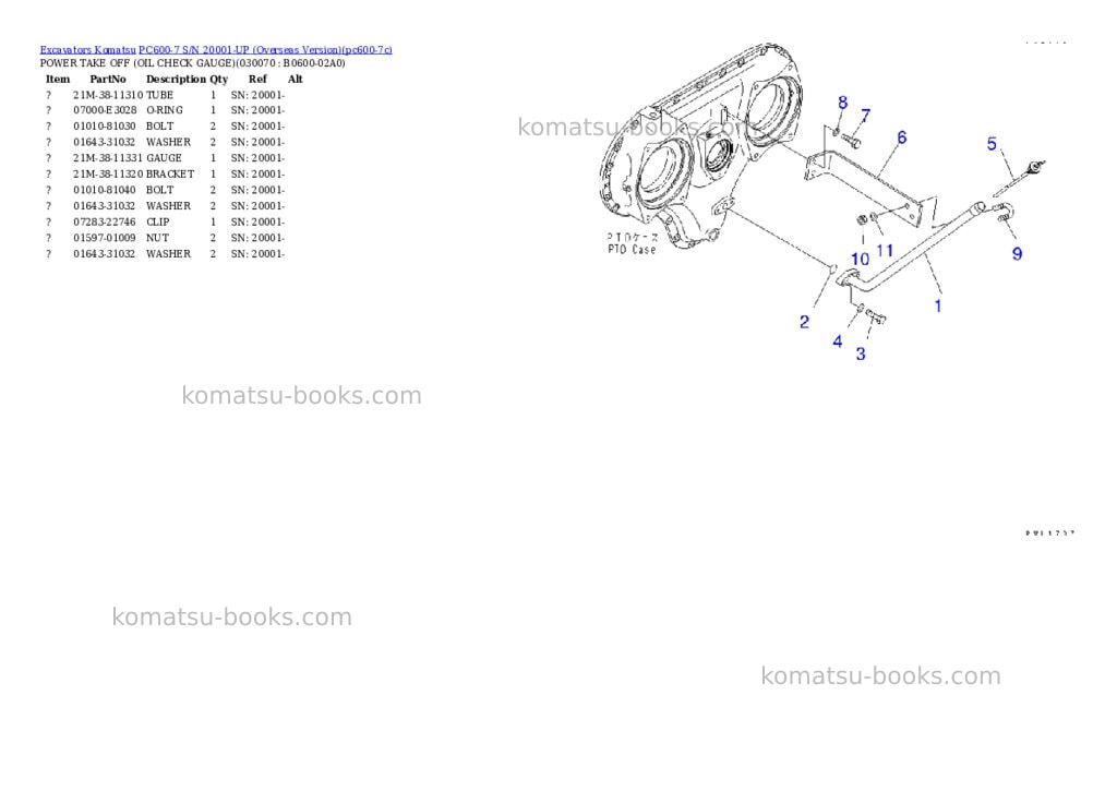 Komatsu pc600-7 s/n 20001-up overseas version Parts catalog cover Page 6