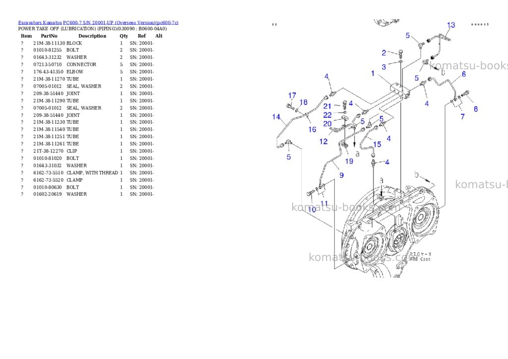 Komatsu pc600-7 s/n 20001-up overseas version Parts catalog cover Page 8
