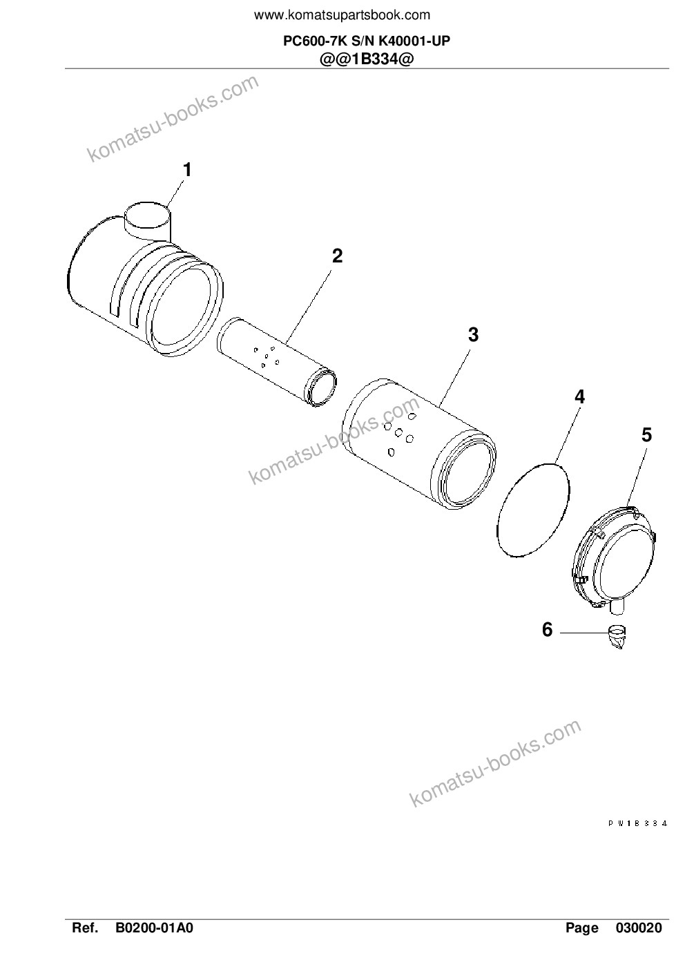 Komatsu pc600-7k s/n k40001-up Parts catalog cover Page 5