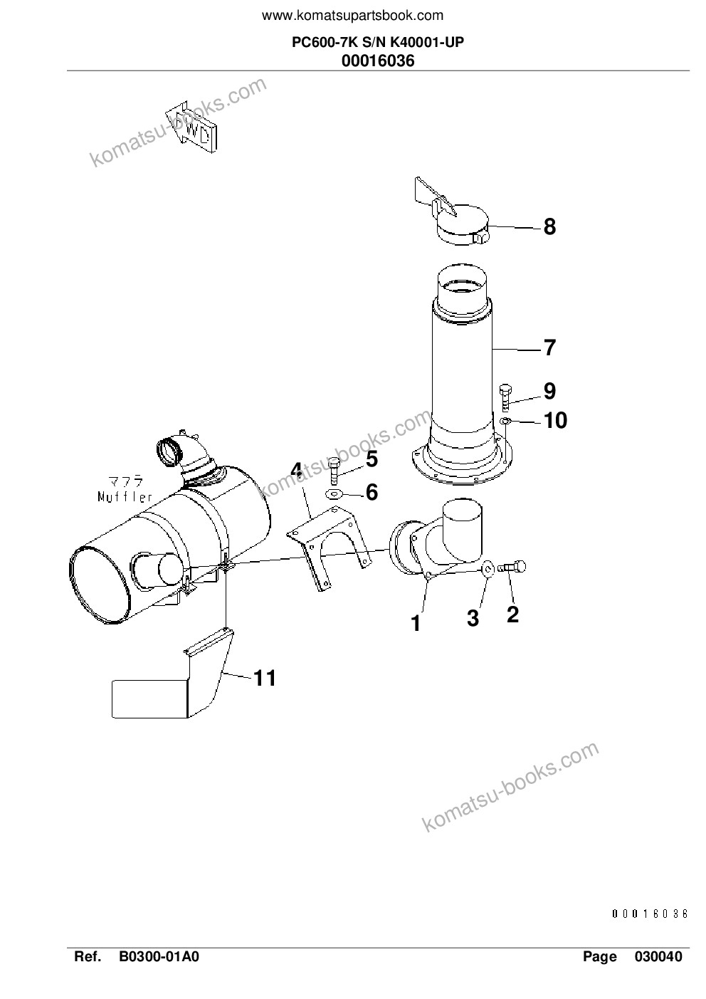 Komatsu pc600-7k s/n k40001-up Parts catalog cover Page 9