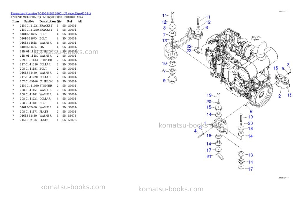 Komatsu pc600-8 s/n 30001-up ecot3 Parts catalog cover