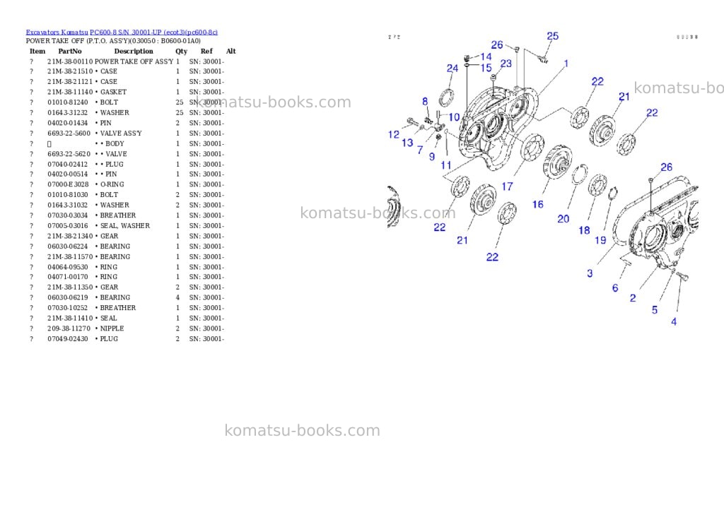 Komatsu pc600-8 s/n 30001-up ecot3 Parts catalog cover Page 4