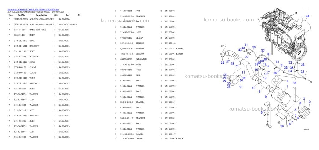 Komatsu pc600-8 s/n k50001-up Parts catalog cover Page 2