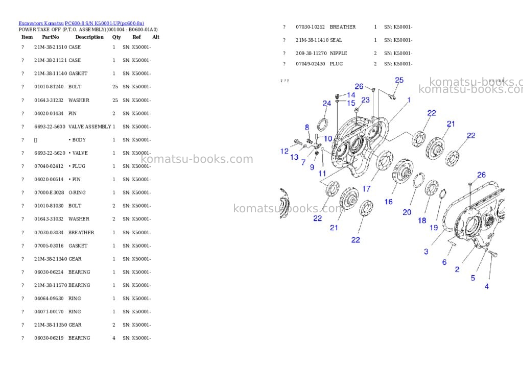 Komatsu pc600-8 s/n k50001-up Parts catalog cover Page 3